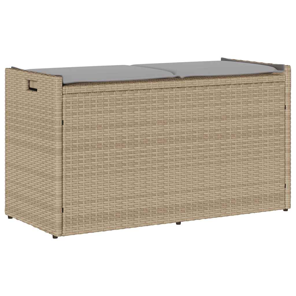 Cassapanca da Esterno con Cuscino Beige 100 cm in Polyrattan