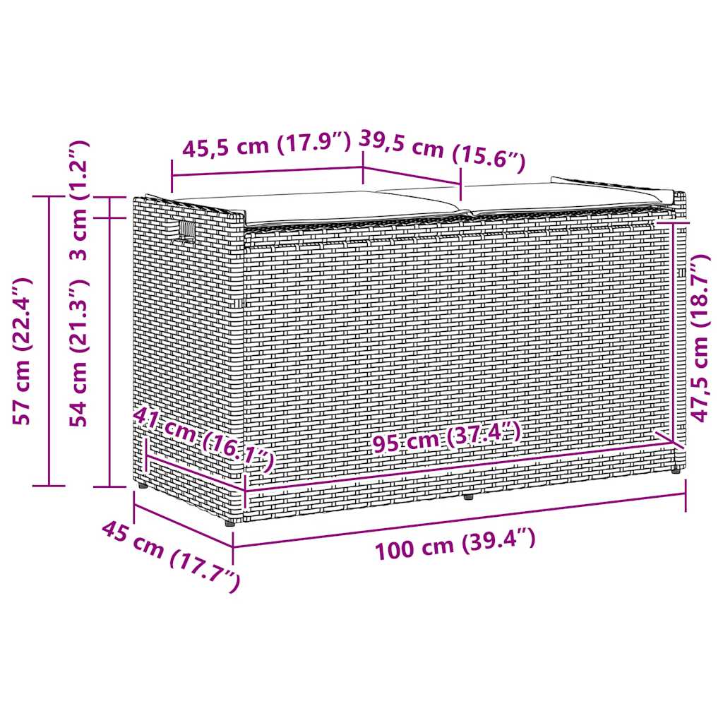 Cassapanca da Esterno con Cuscino Beige 100 cm in Polyrattan