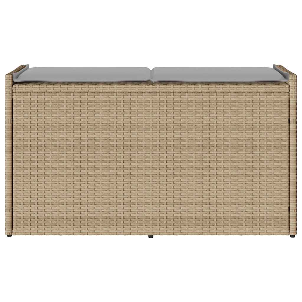 Cassapanca da Esterno con Cuscino Beige 100 cm in Polyrattan