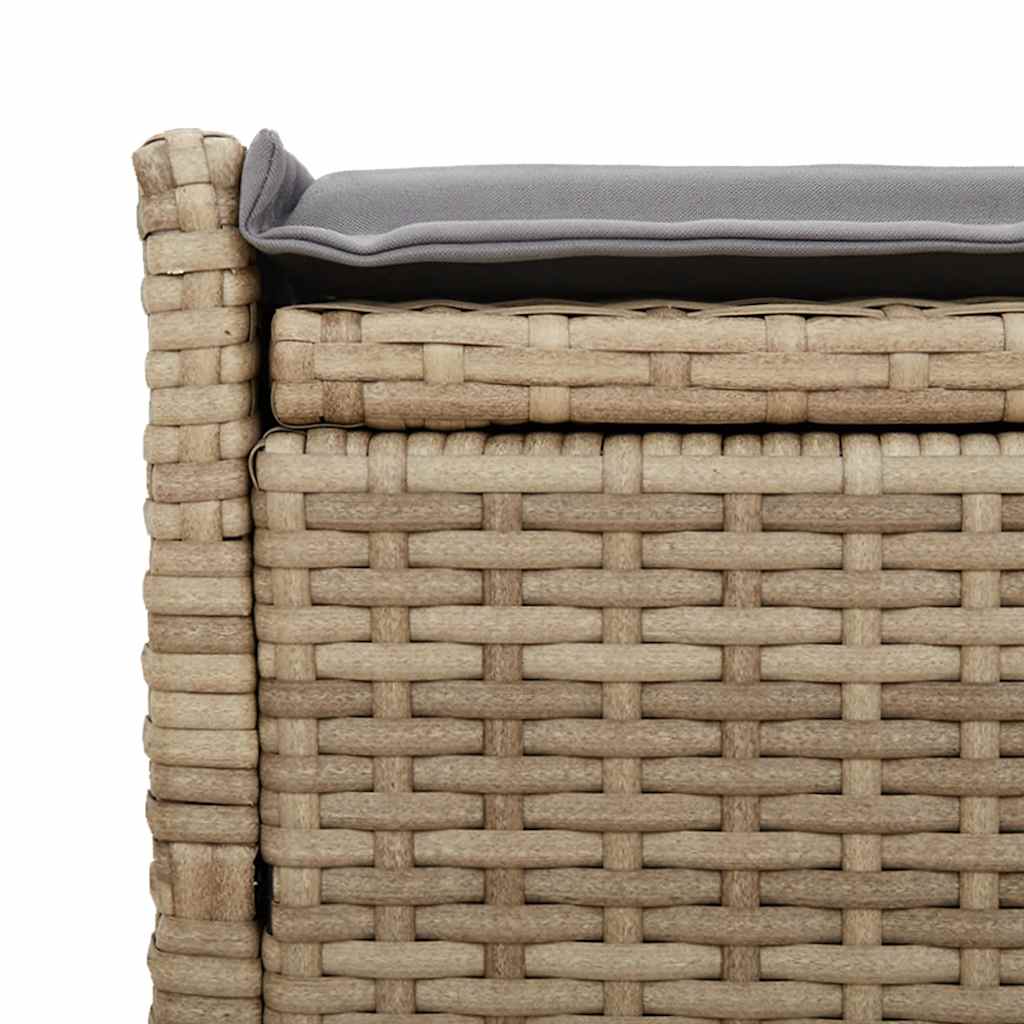 Cassapanca da Esterno con Cuscino Beige 100 cm in Polyrattan