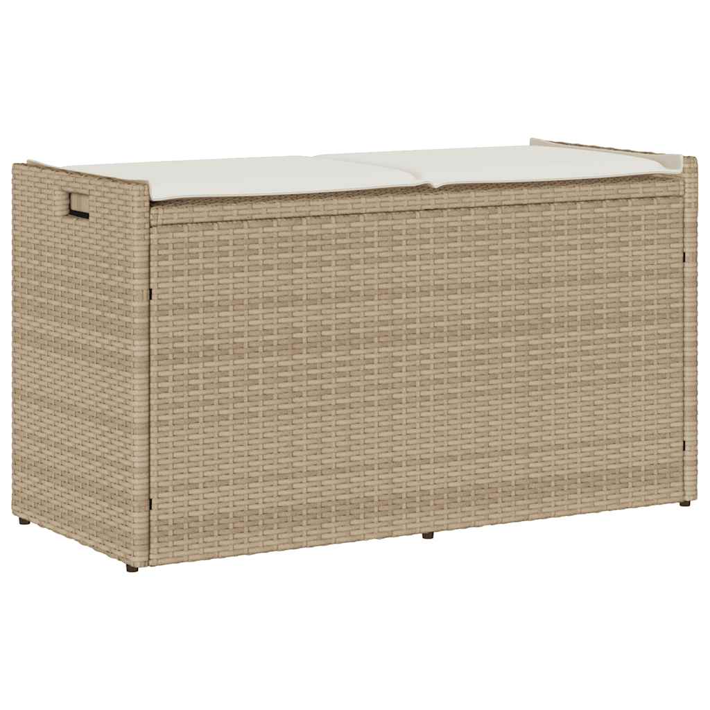 Cassapanca da Esterno con Cuscino Beige 100 cm in Polyrattan