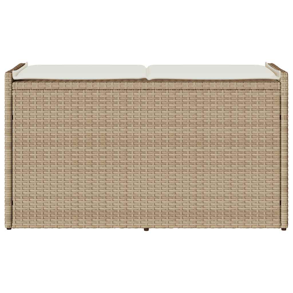 Cassapanca da Esterno con Cuscino Beige 100 cm in Polyrattan