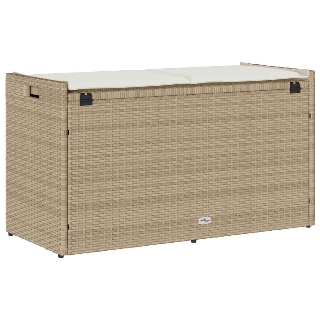 Cassapanca da Esterno con Cuscino Beige 100 cm in Polyrattan