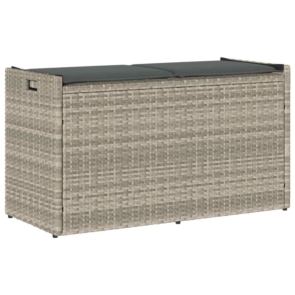 Cassapanca Esterno con Cuscino Grigio Chiaro 100 cm Polyrattan