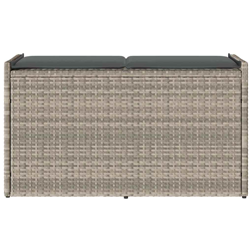 Cassapanca Esterno con Cuscino Grigio Chiaro 100 cm Polyrattan