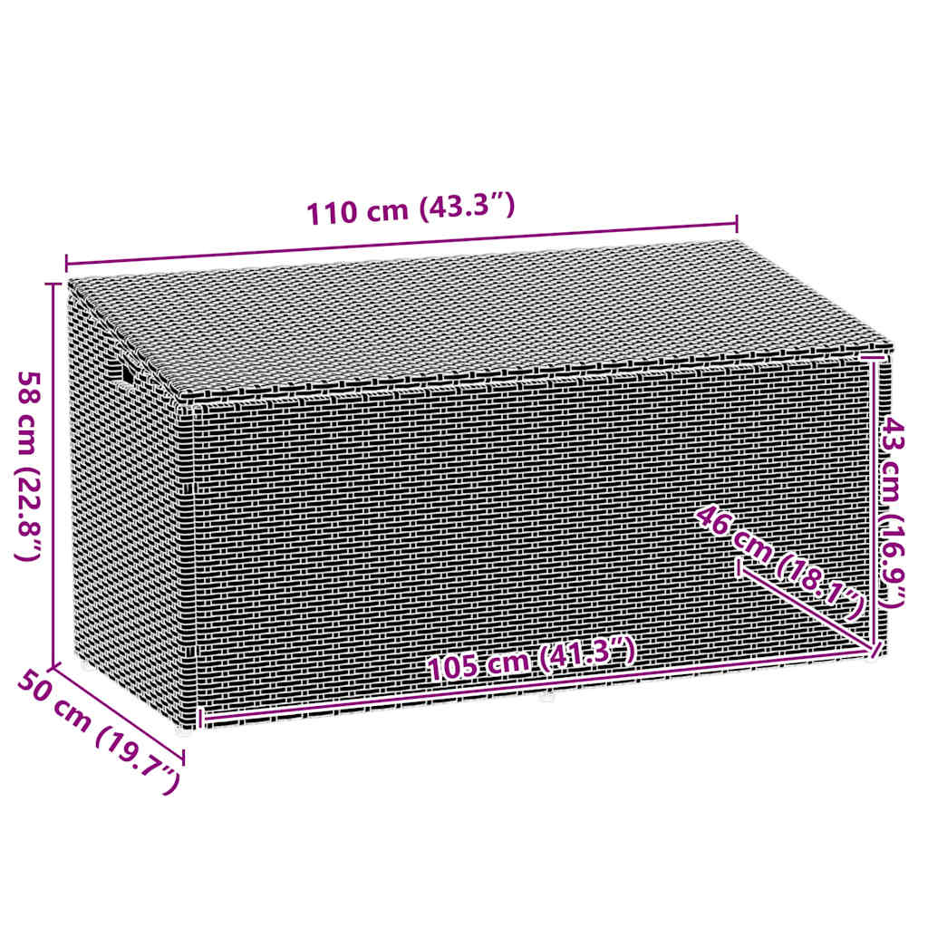 Baule da Giardino Marrone 110x50x58 cm in Polyrattan