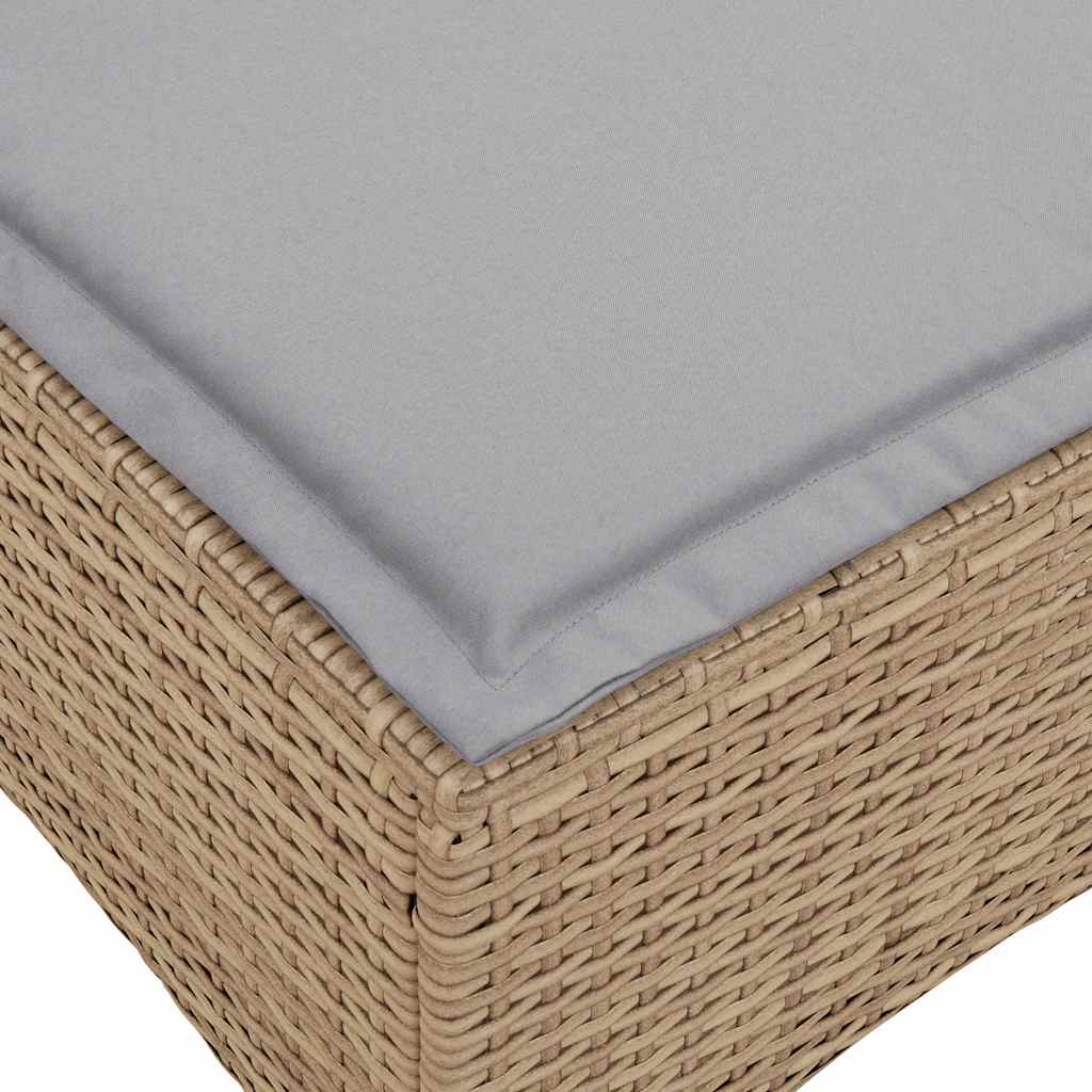 Divano da Giardino Reclinabile con Cuscini a L Beige Polyrattan