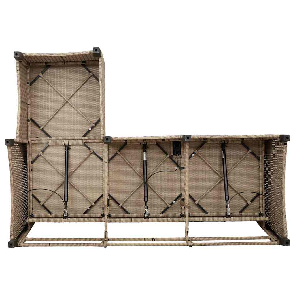 Divano da Giardino Reclinabile con Cuscini a L Beige Polyrattan