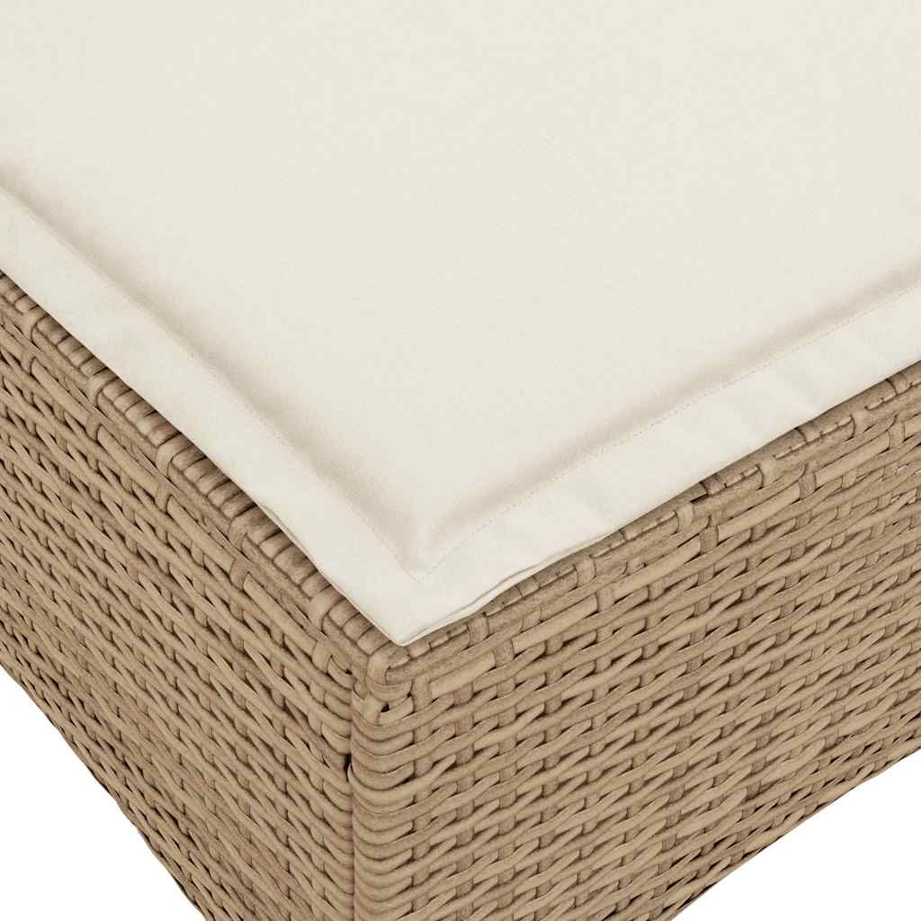 Divano da Giardino Reclinabile con Cuscini a L Beige Polyrattan