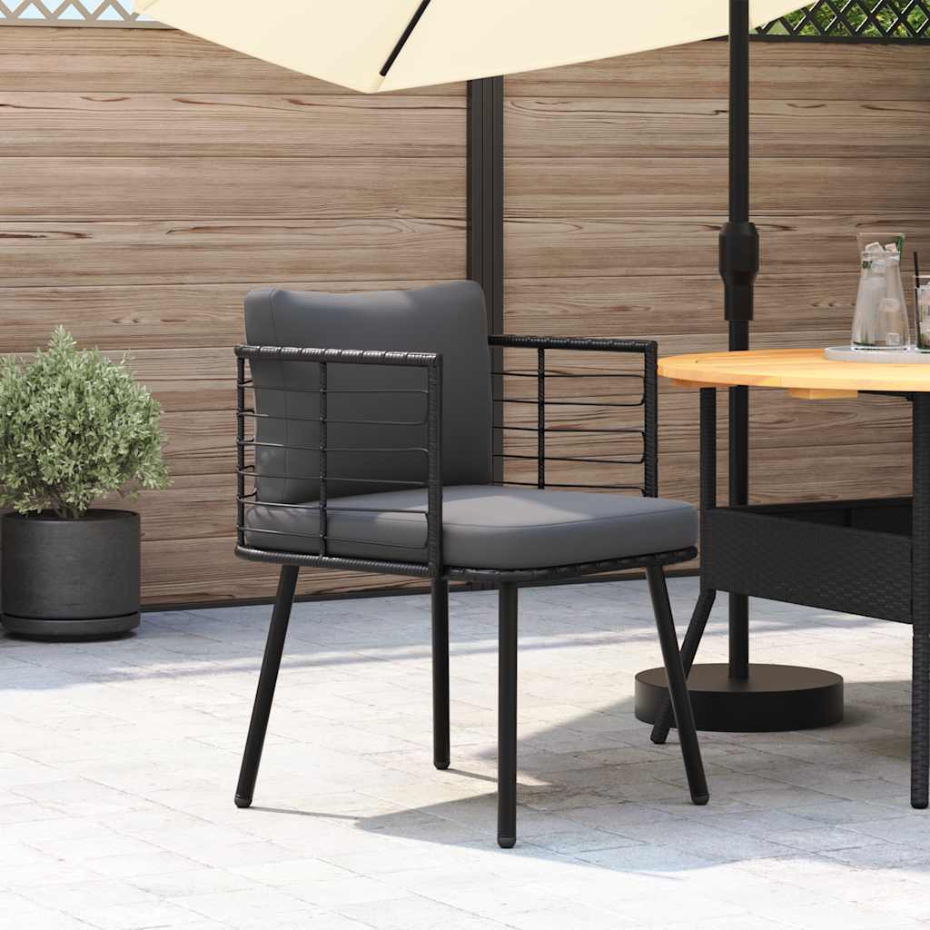 Poltrona da Giardino con Cuscini in Polyrattan Nero