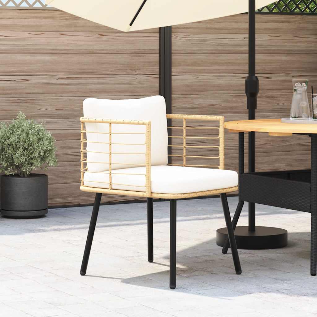 Sedia da Giardino con Cuscini Naturale in Polyrattan