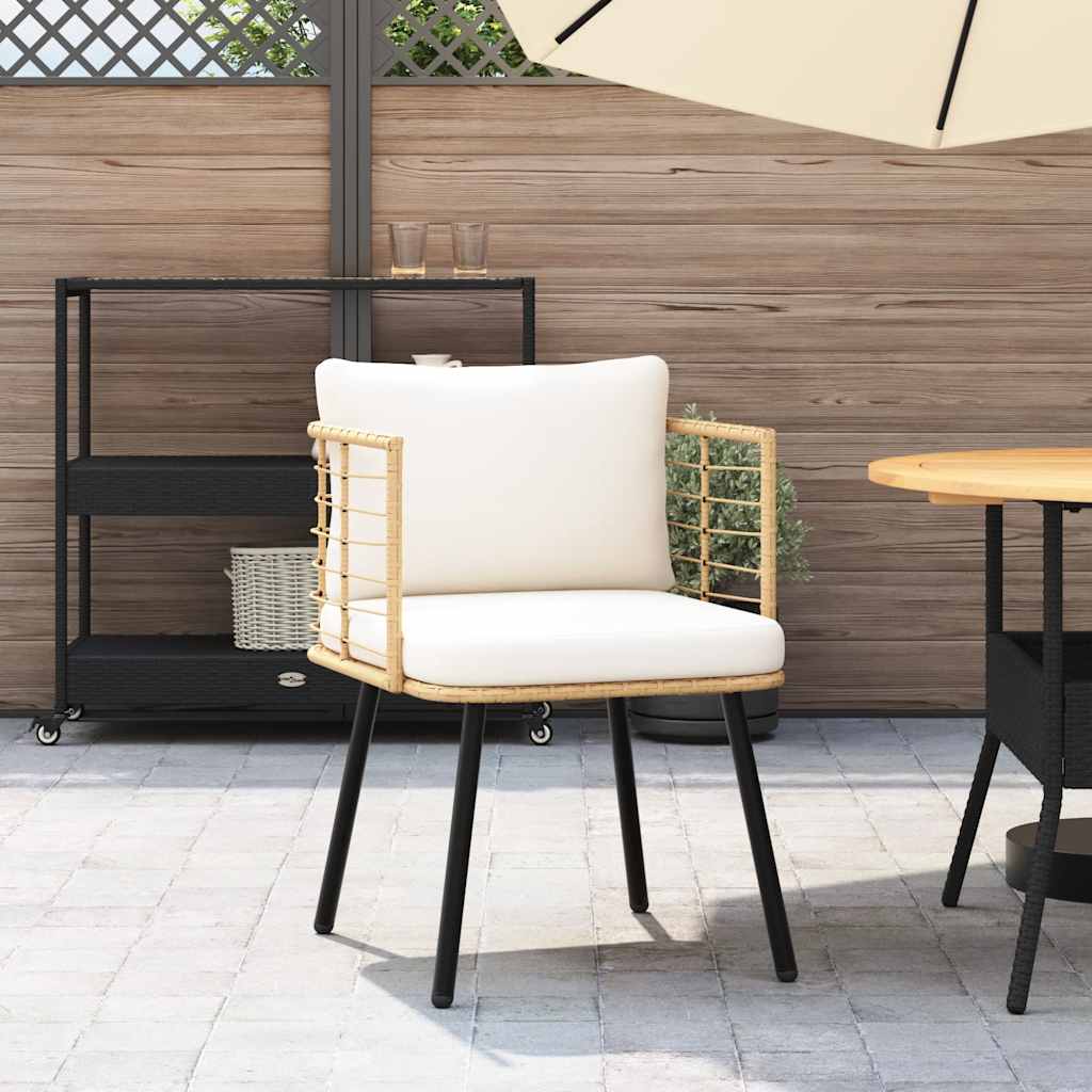 Sedia da Giardino con Cuscini Naturale in Polyrattan