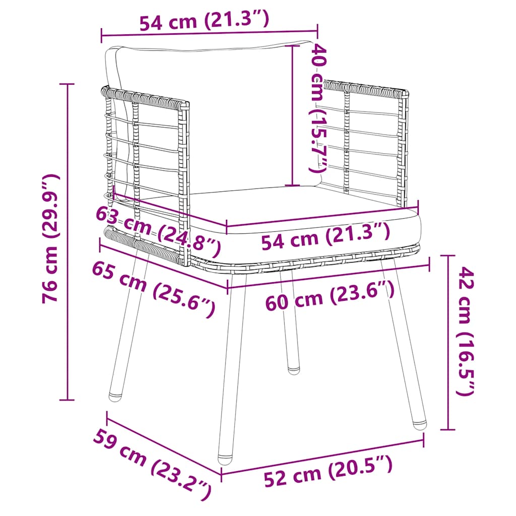 Sedie da Giardino con Cuscini 2 pz Nere in Polyrattan