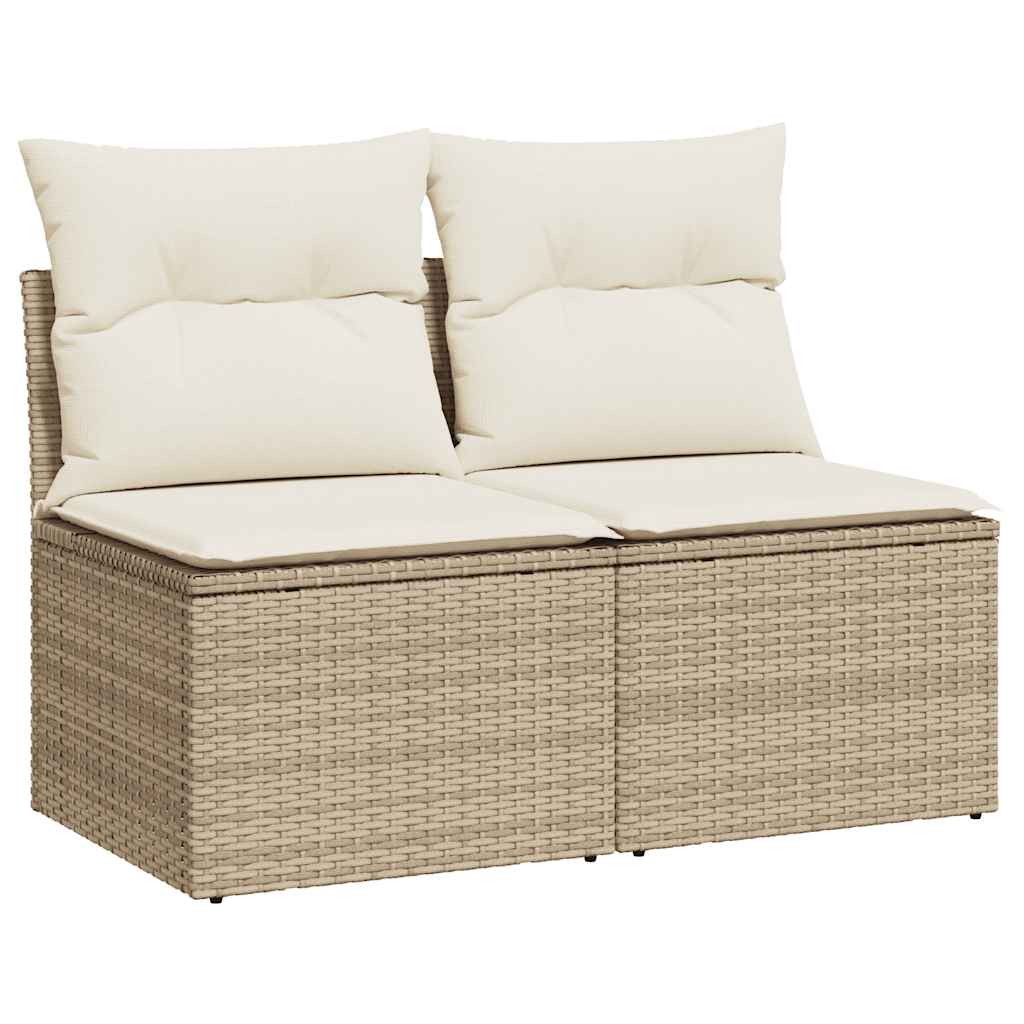 Set Divano Giardino 4 pz con Cuscini Beige in Polyrattan Acacia