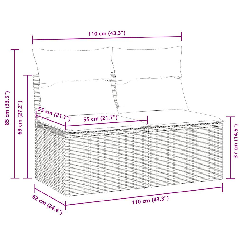 Set Divano Giardino 4 pz con Cuscini Beige in Polyrattan Acacia