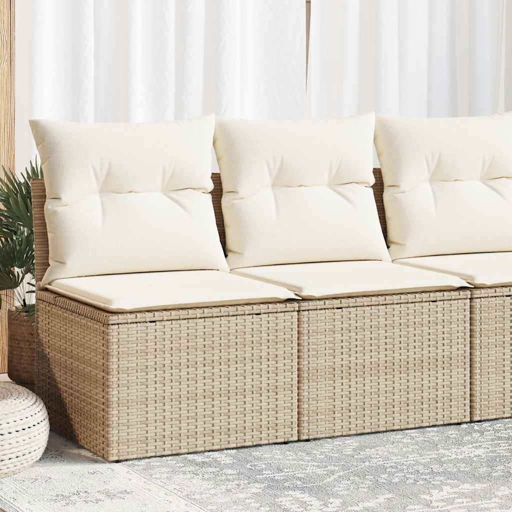 Set Divano Giardino 4 pz con Cuscini Beige in Polyrattan Acacia