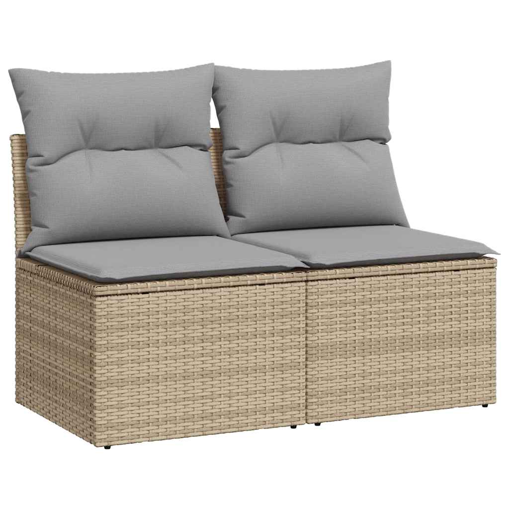 Set Divano da Giardino 4 pz con Cuscini Beige in Polyrattan