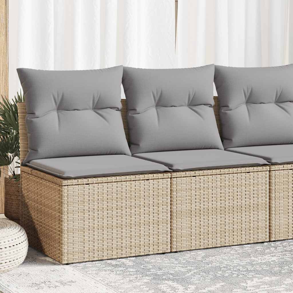 Set Divano da Giardino 4 pz con Cuscini Beige in Polyrattan