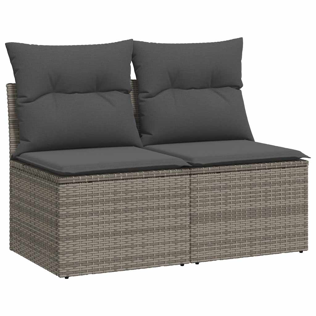 Set Divani da Giardino 4 pz con Cuscini in Polyrattan Grigio