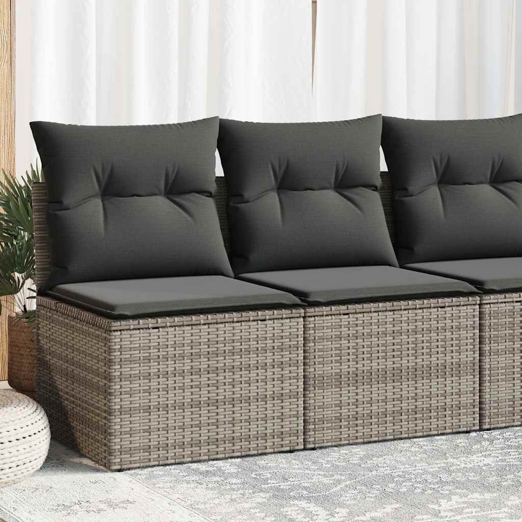 Set Divani da Giardino 4 pz con Cuscini in Polyrattan Grigio