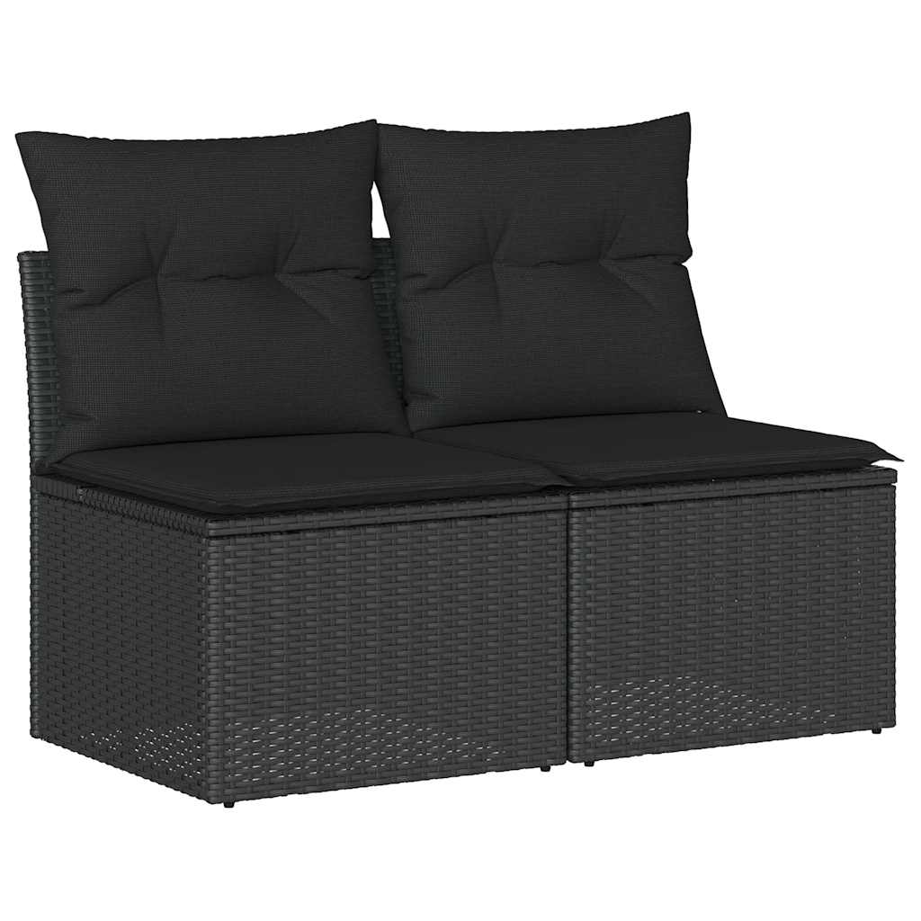 Set Divani da Giardino con Cuscini 2 pz Nero Polyrattan Acacia