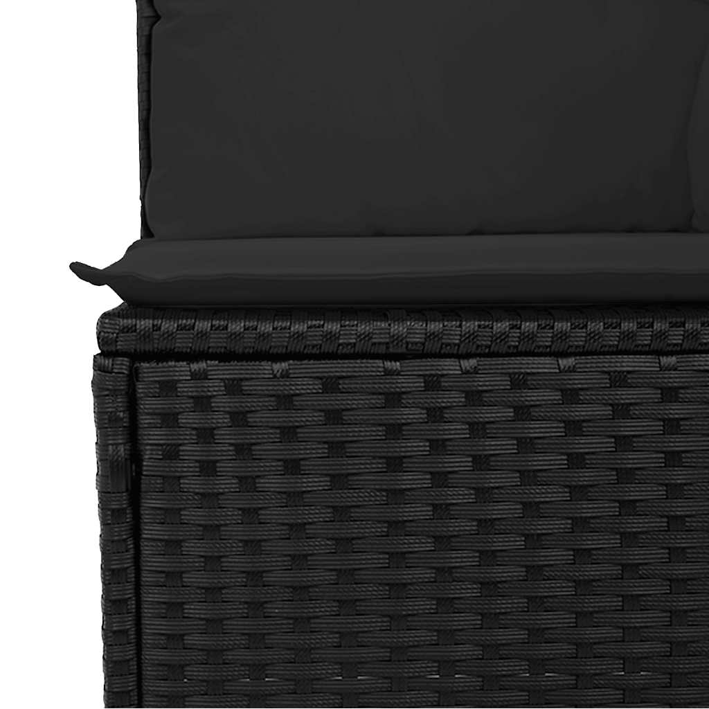 Set Divani da Giardino con Cuscini 2 pz Nero Polyrattan Acacia