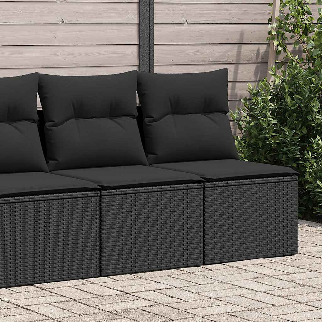 Set Divani da Giardino con Cuscini 2 pz Nero Polyrattan Acacia