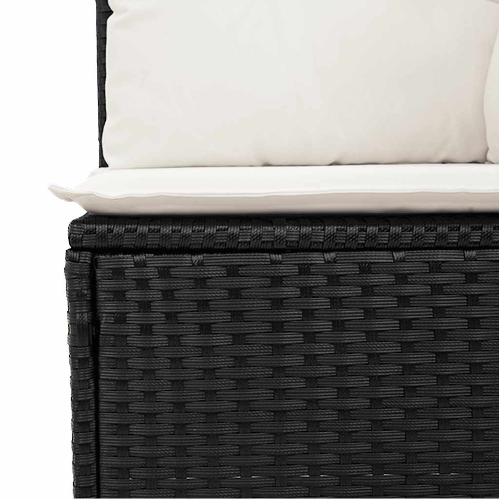 Set Divani Giardino 4 pz con Cuscini Nero in Polyrattan Acacia