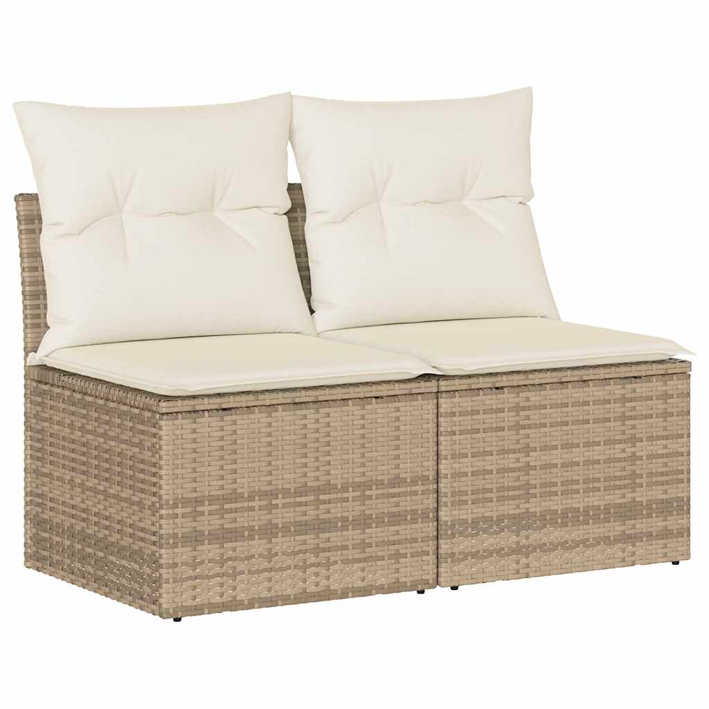 Set Divano da Giardino 2 pz con Cuscini Beige Polyrattan Acacia