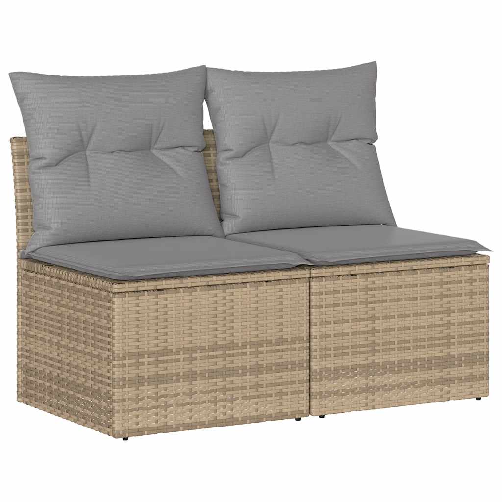 Set Divano da Giardino 2 pz con Cuscini Beige Polyrattan Acacia