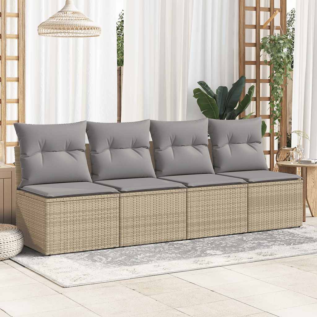 Set Divano da Giardino 2 pz con Cuscini Beige Polyrattan Acacia