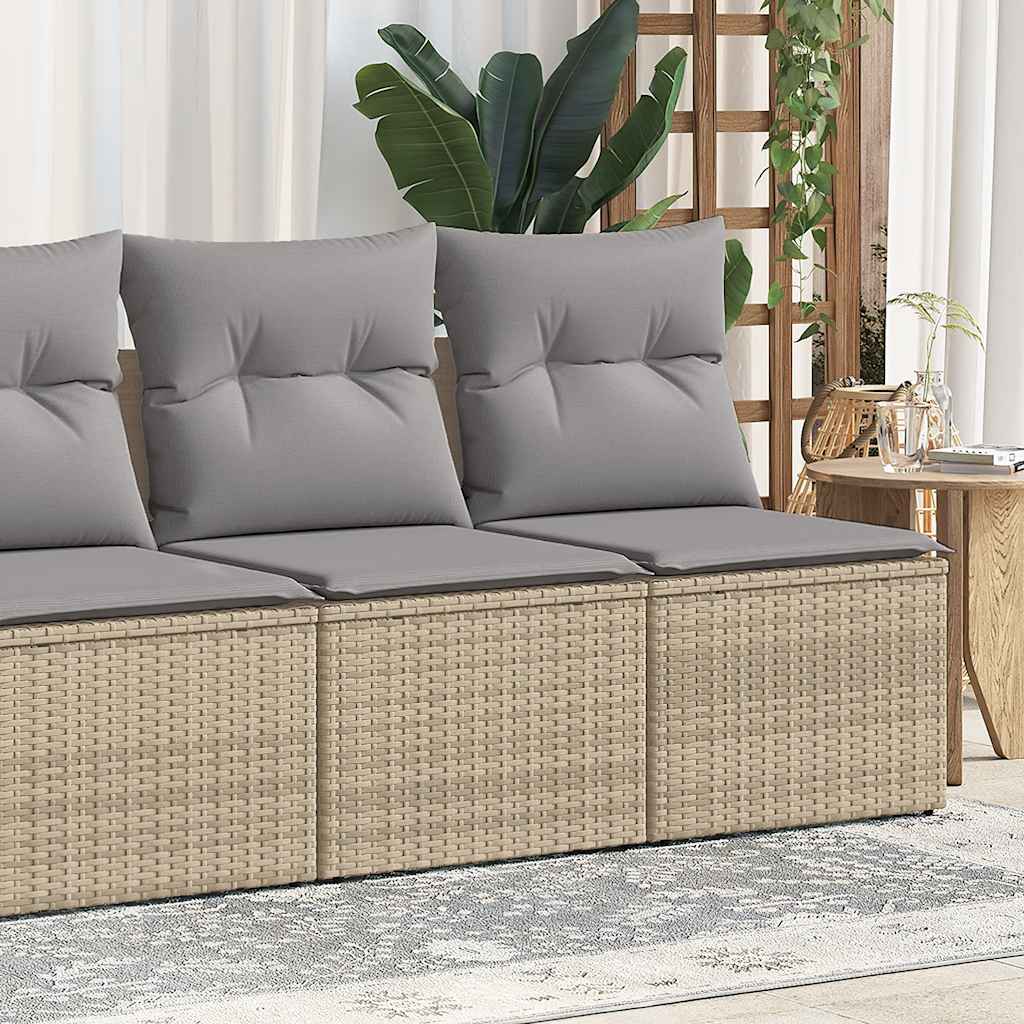 Set Divano da Giardino 2 pz con Cuscini Beige Polyrattan Acacia