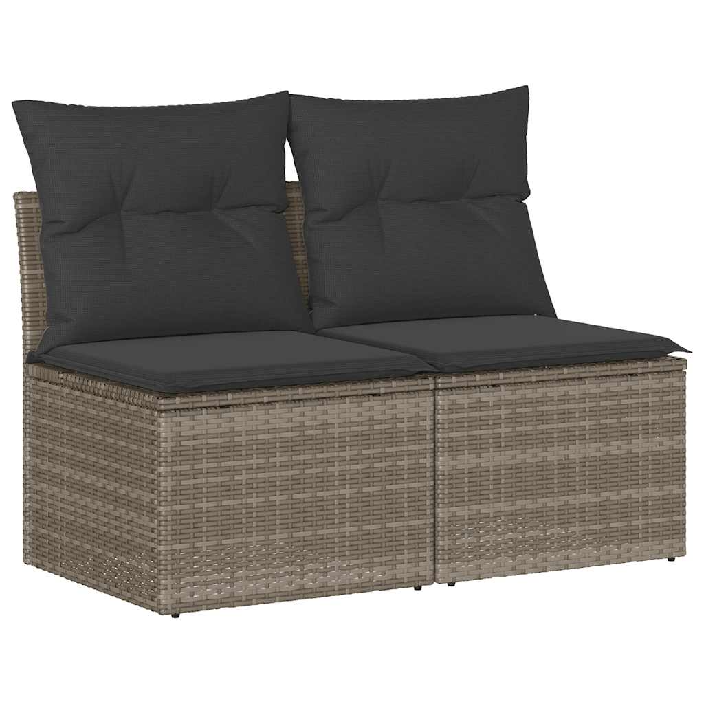 Set Divano Giardino 2 pz con Cuscini Grigio Polyrattan Acacia