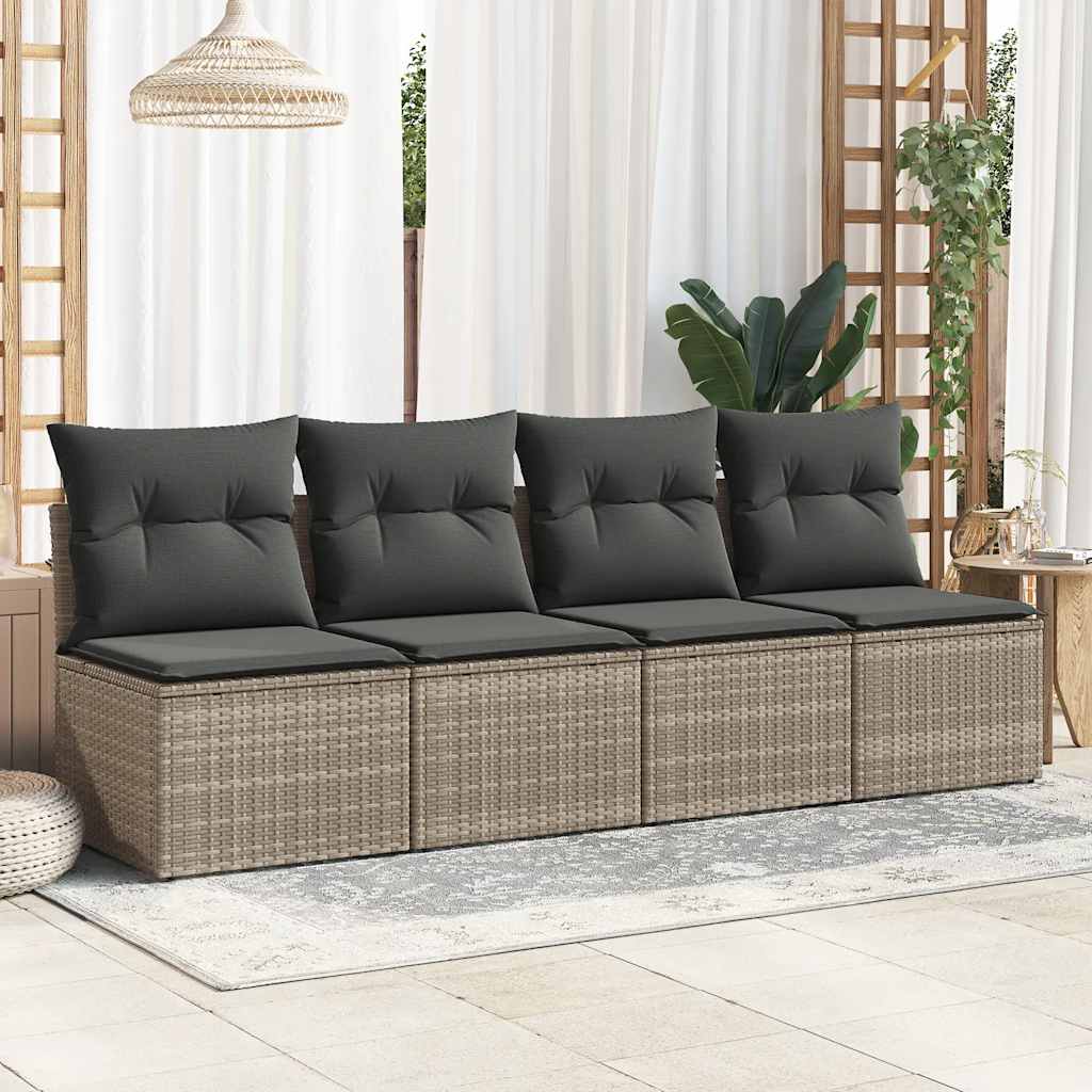 Set Divano Giardino 2 pz con Cuscini Grigio Polyrattan Acacia