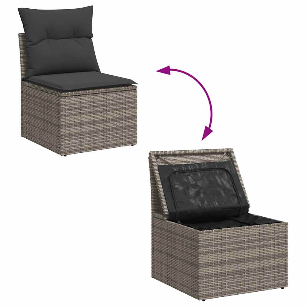 Set Divano Giardino 2 pz con Cuscini Grigio Polyrattan Acacia