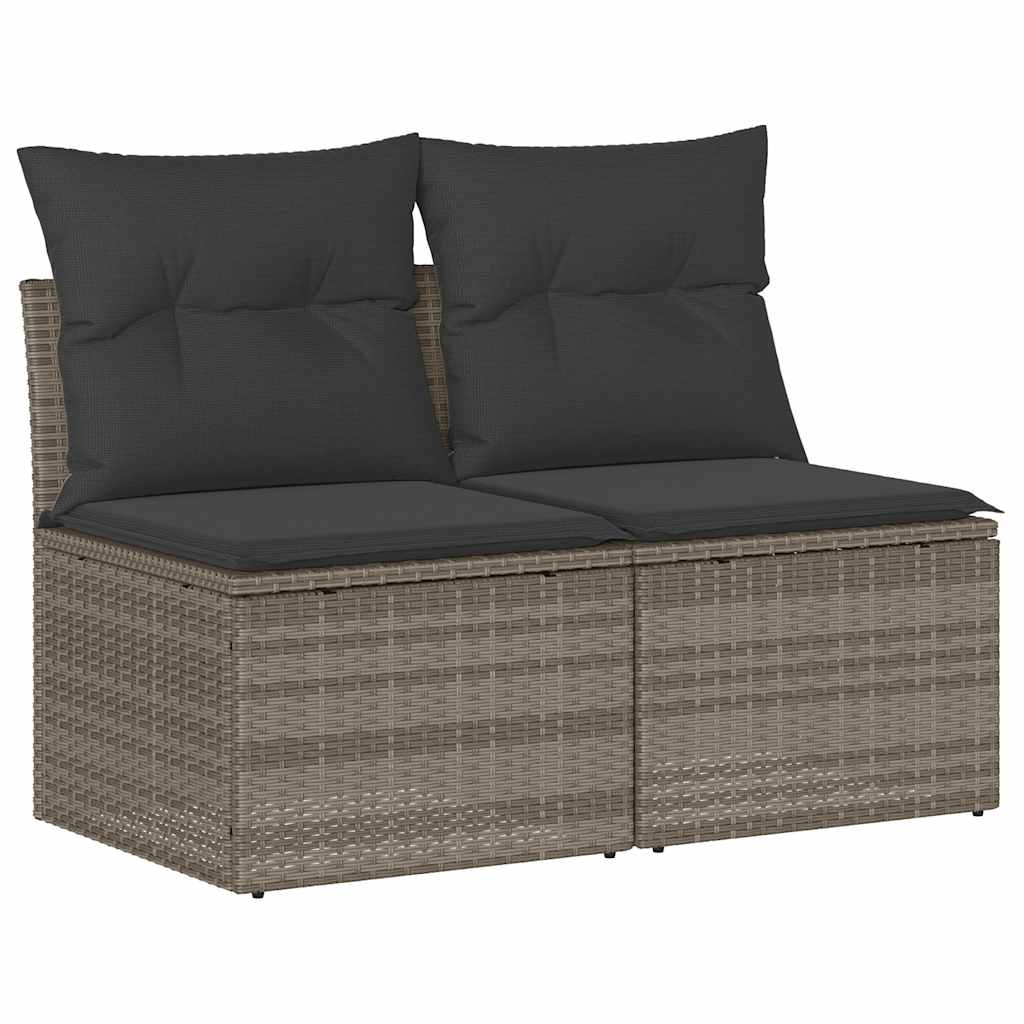 Divano Giardino 2pz con Cuscini Grigio Chiaro Polyrattan Acacia