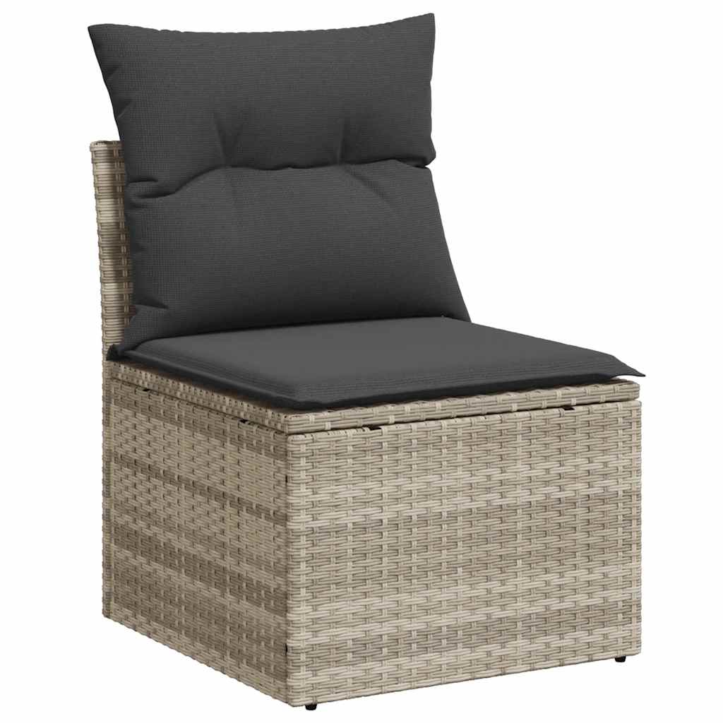 Divano Giardino 2pz con Cuscini Grigio Chiaro Polyrattan Acacia