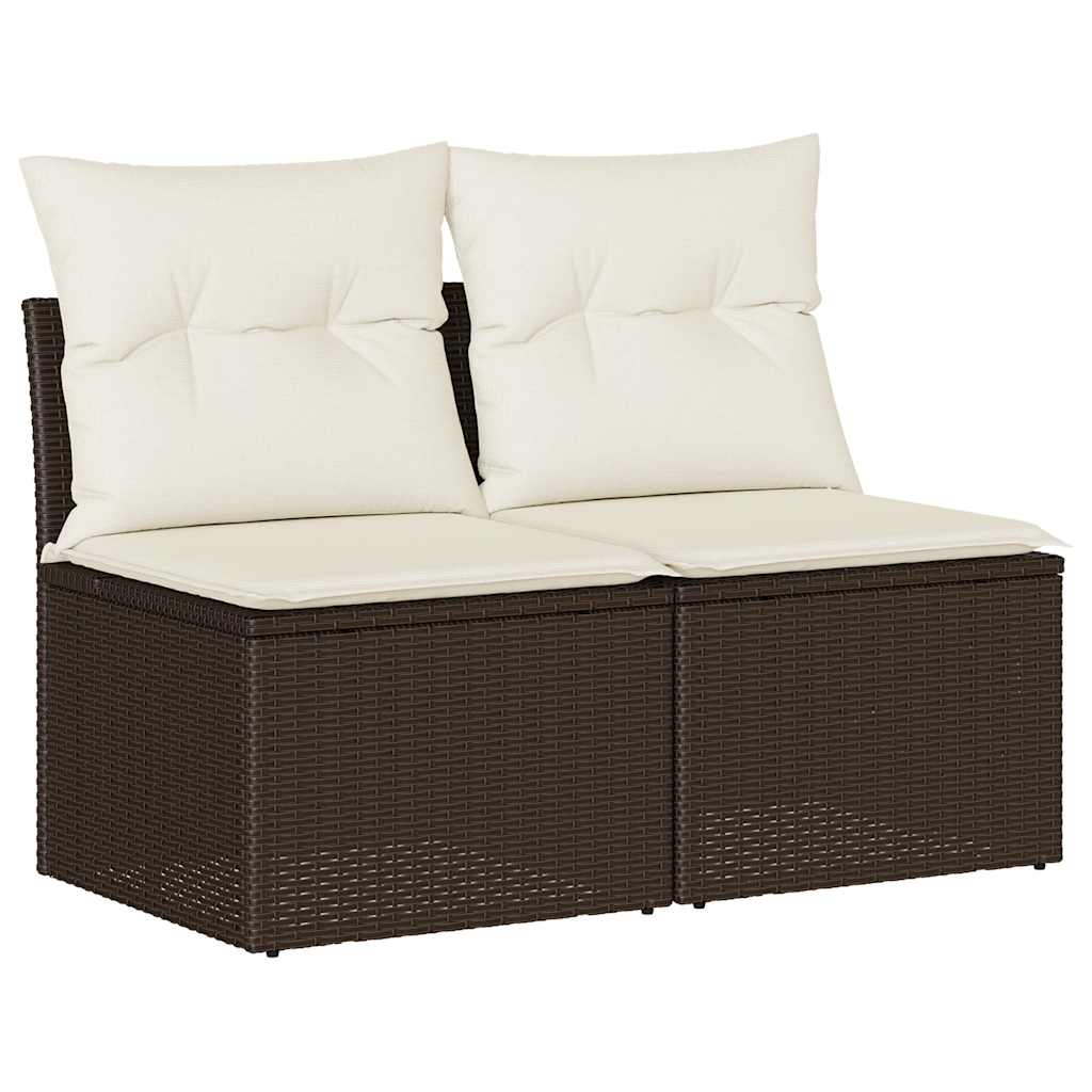 Set Divano Giardino 4 pz con Cuscini Marrone Polyrattan Acacia