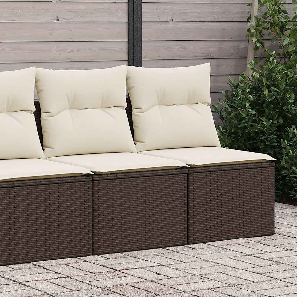 Set Divano Giardino 4 pz con Cuscini Marrone Polyrattan Acacia