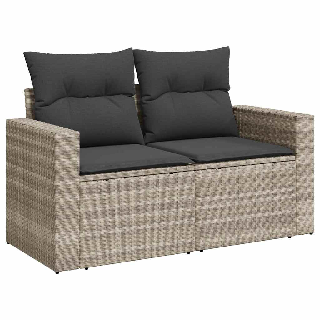 Set Divani da Giardino 7pz con Cuscini Grigio Chiaro Polyrattan