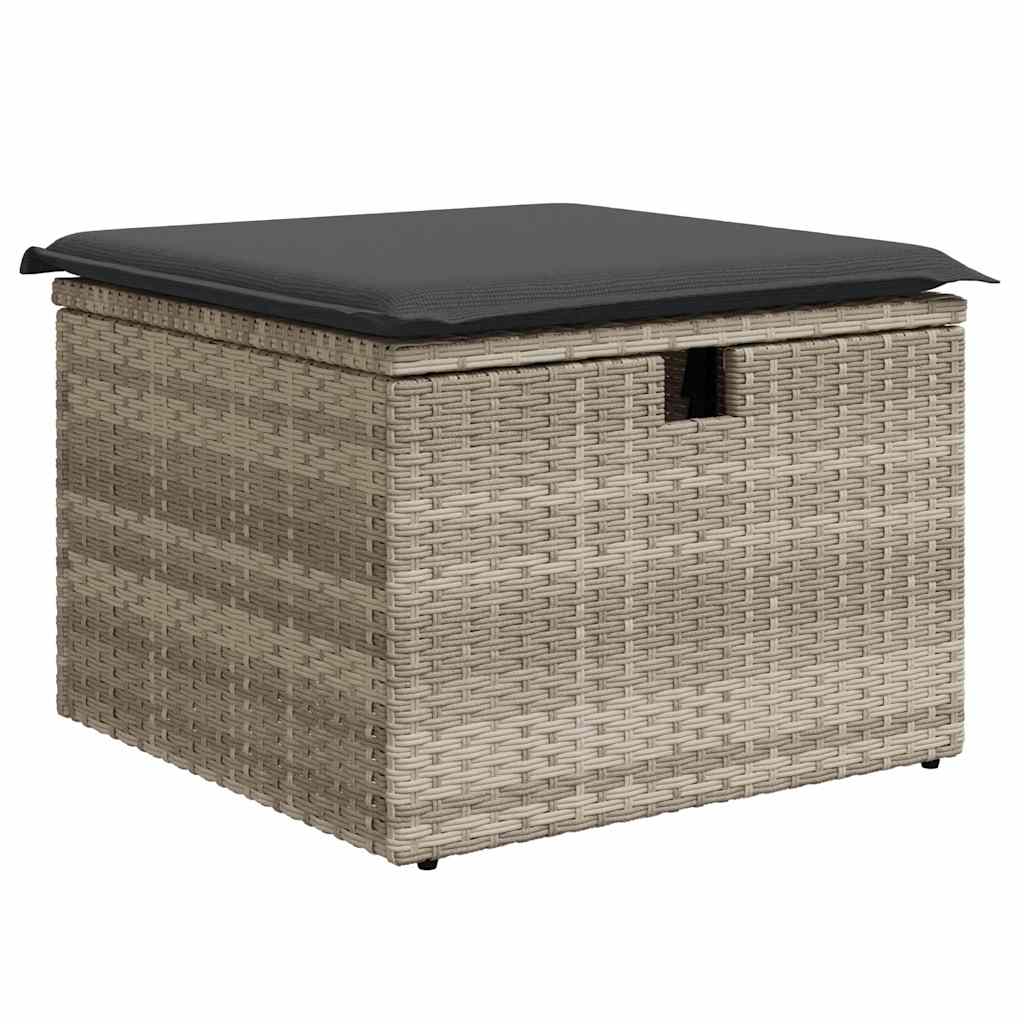 Set Divani da Giardino 7pz con Cuscini Grigio Chiaro Polyrattan