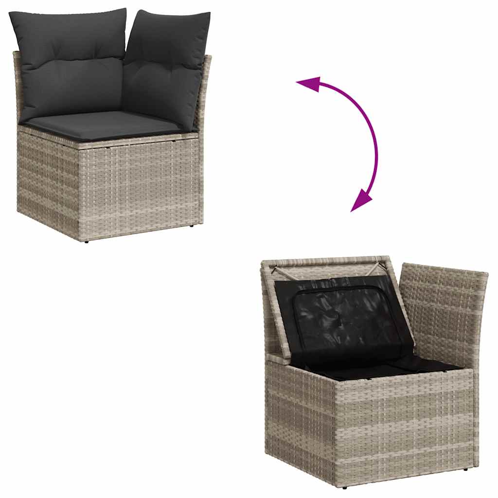 Set Divani da Giardino 7pz con Cuscini Grigio Chiaro Polyrattan