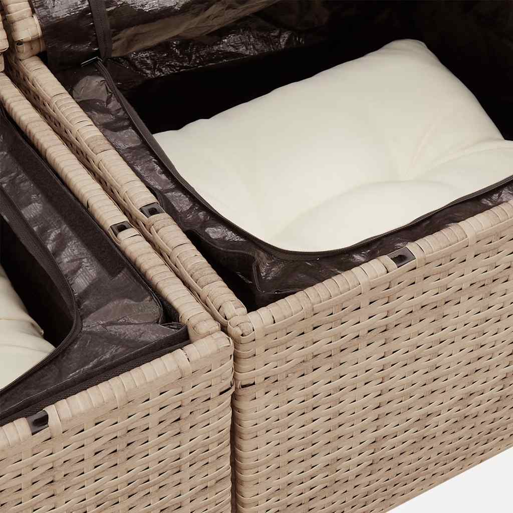 Set Divano da Giardino 6 pz con Cuscini Beige in Polyrattan