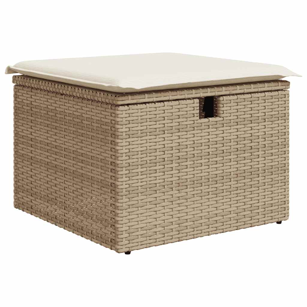 Set Divano da Giardino 4 pz con Cuscini Beige in Polyrattan