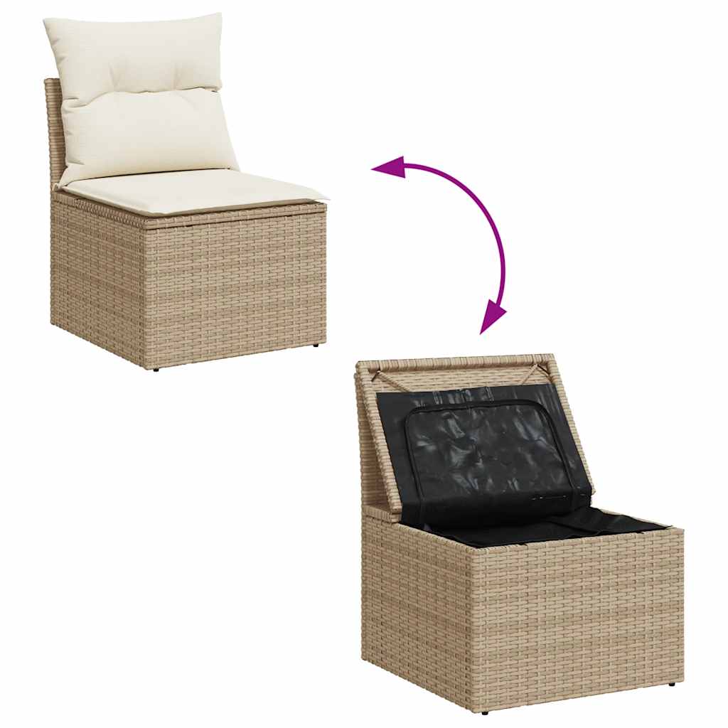 Set Divano da Giardino 4 pz con Cuscini Beige in Polyrattan