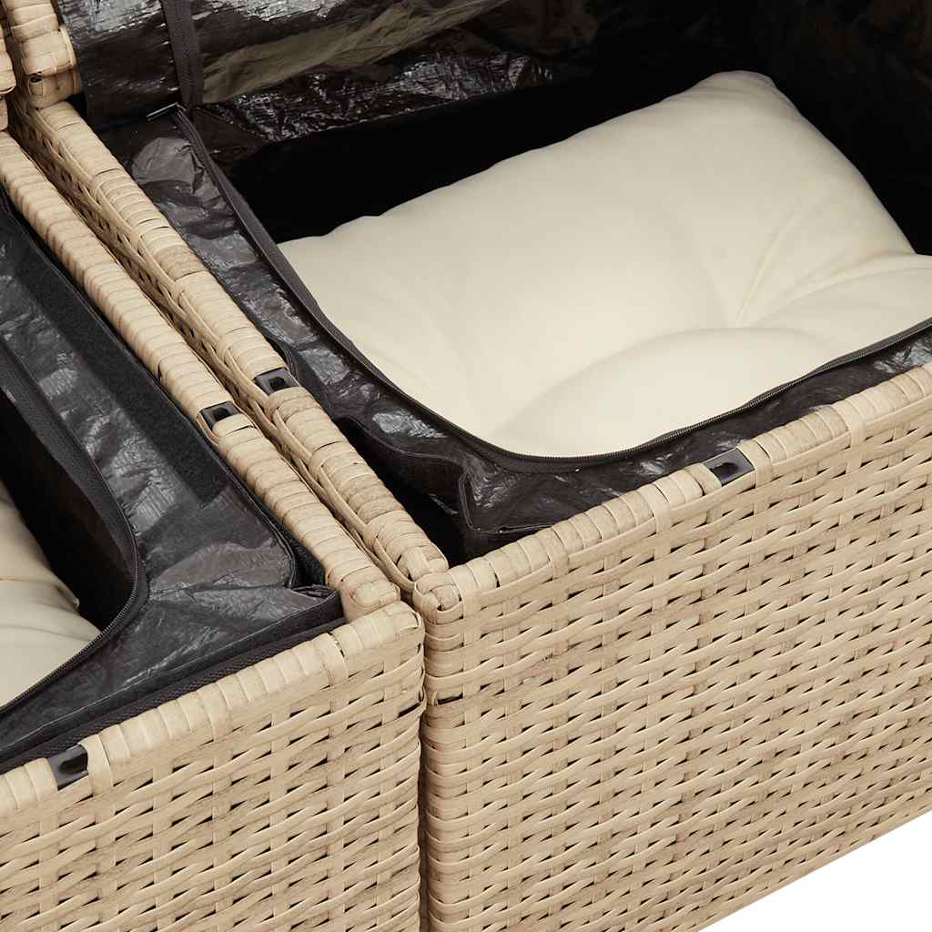 Set Divano da Giardino 4 pz con Cuscini Beige in Polyrattan