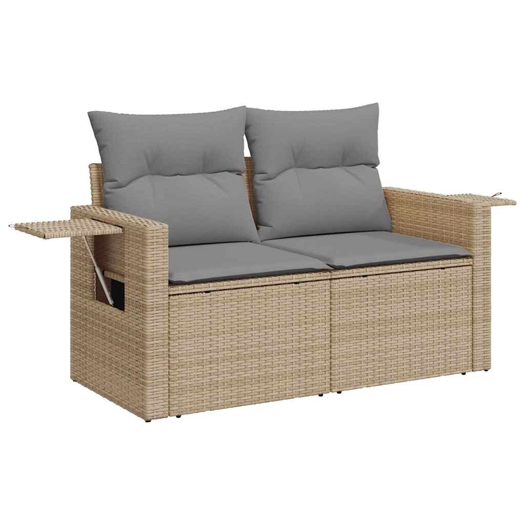 Set Divano da Giardino 4 pz con Cuscini Beige in Polyrattan