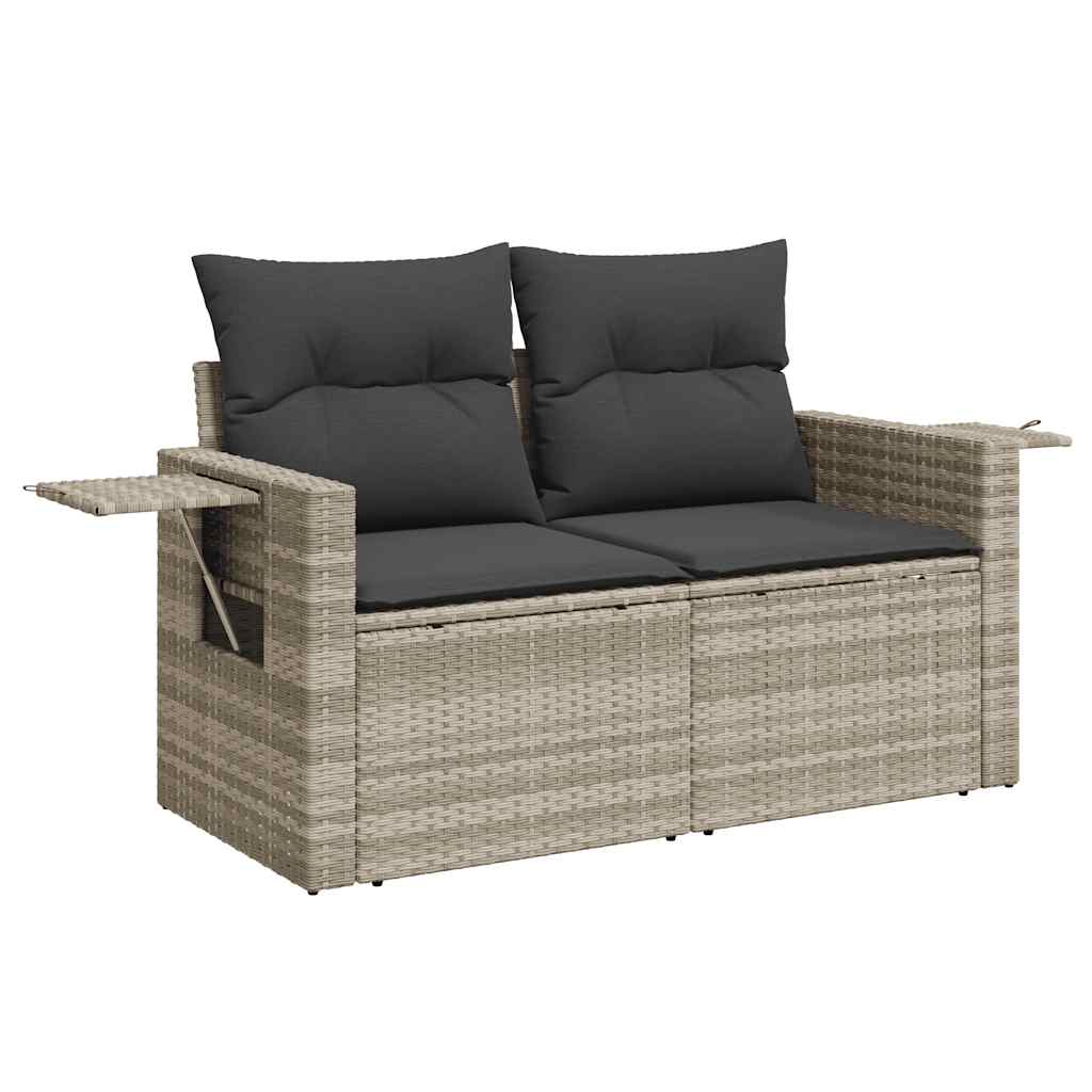 Set Divano da Giardino 4pz con Cuscini Grigio Chiaro Polyrattan