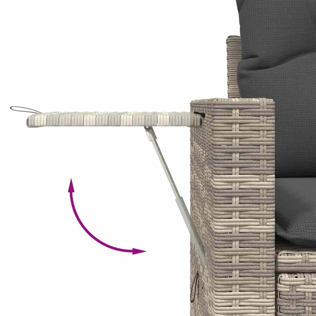 Set Divano da Giardino 4pz con Cuscini Grigio Chiaro Polyrattan