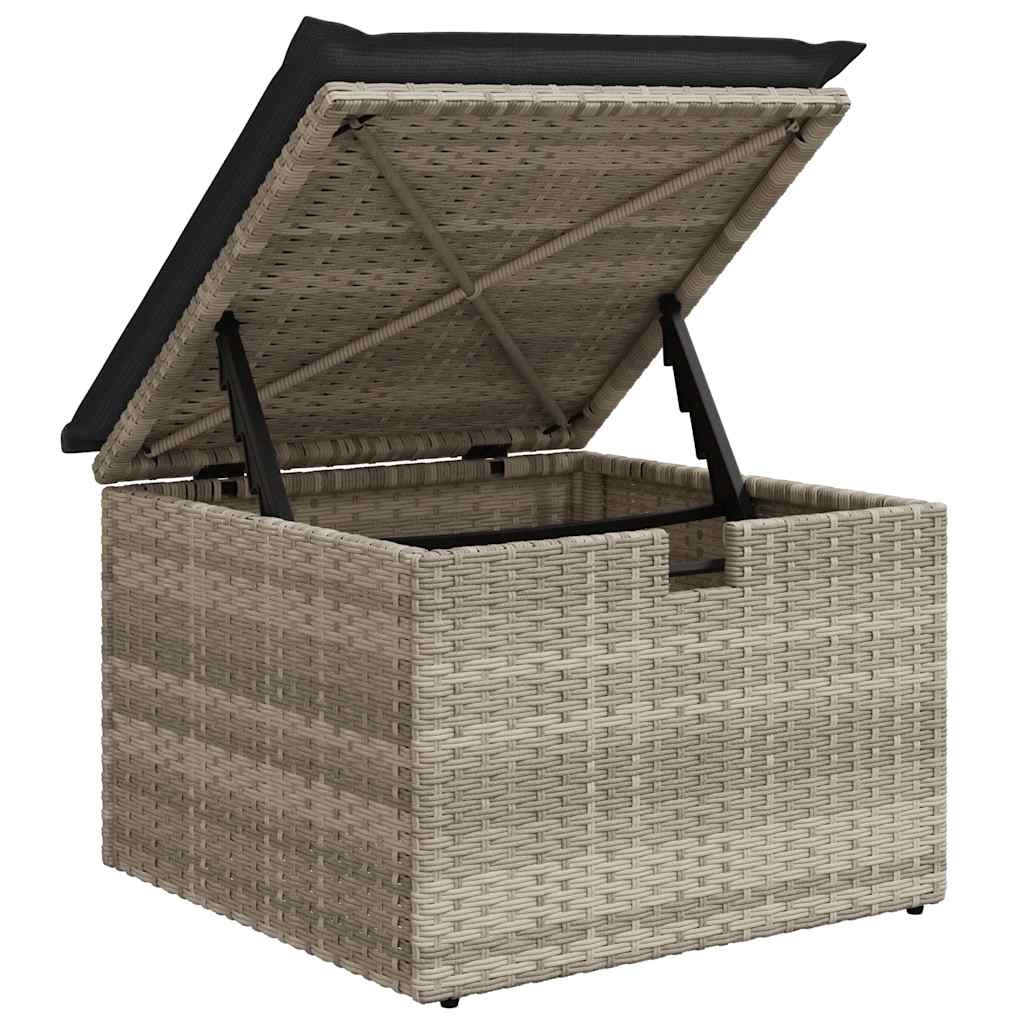 Set Divano da Giardino 4pz con Cuscini Grigio Chiaro Polyrattan